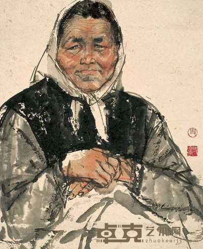 史国良 村妇 镜心 46×38cm